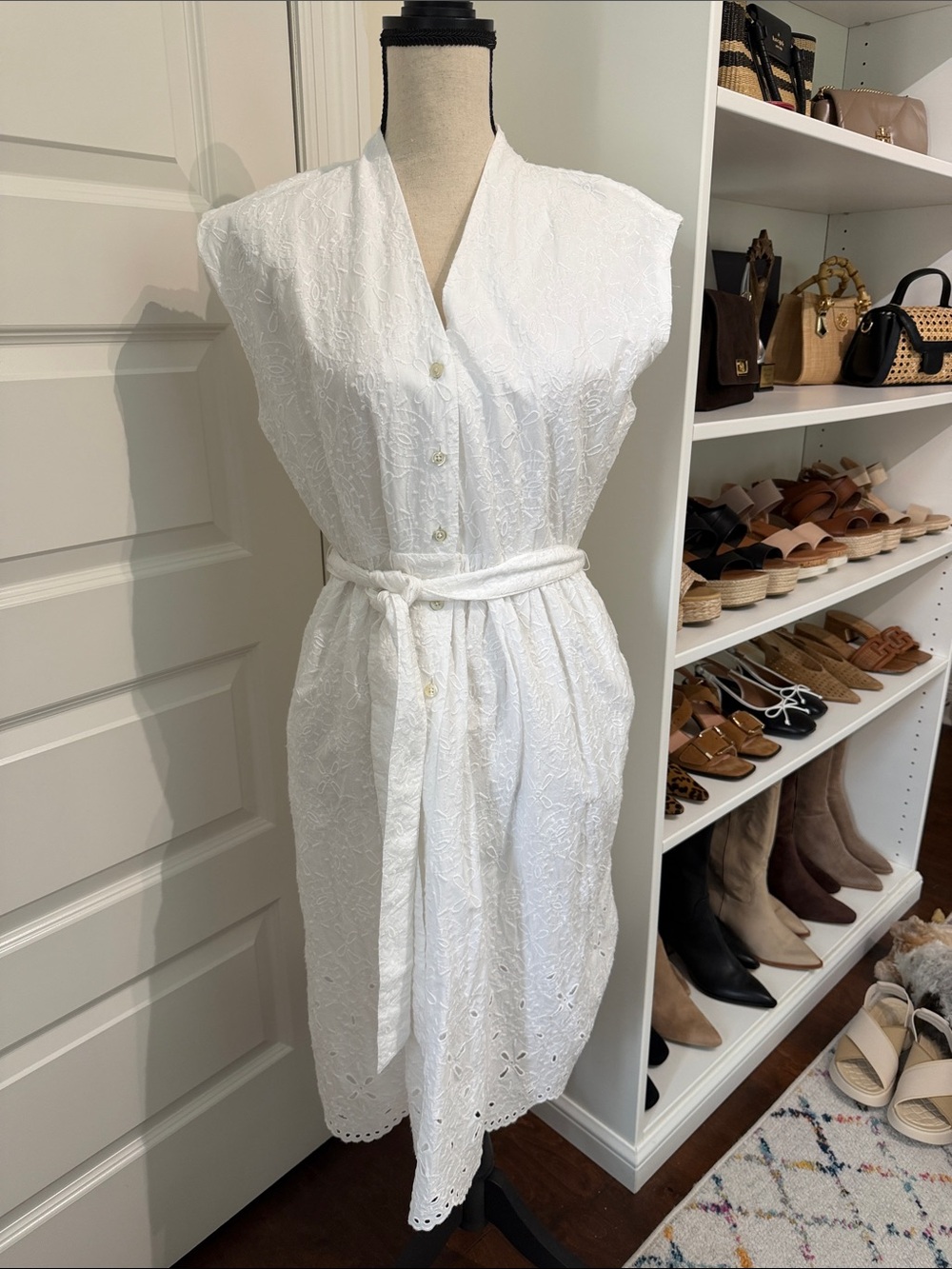 Talbots White Embroidered Dress